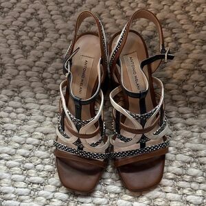 Antonio Melani Strappy Brown and Black Sandals
